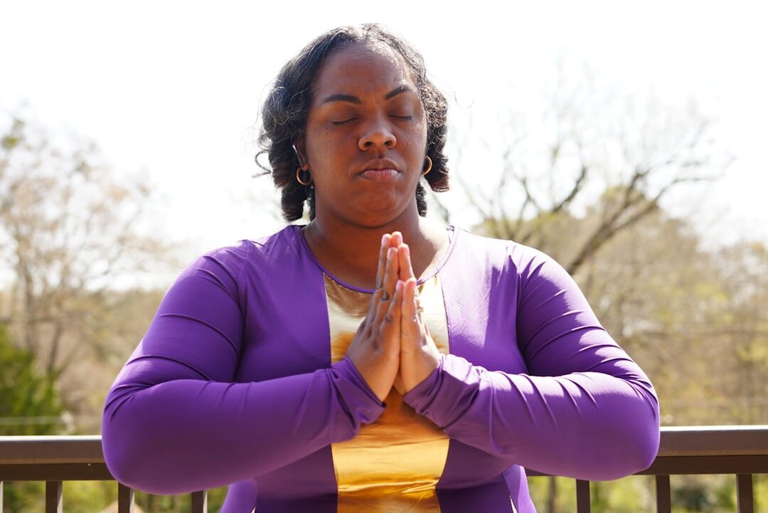 woman practicing breathing exercises